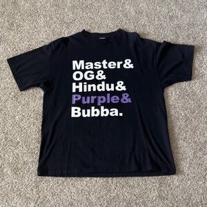 Mens black short sleeve weed t-shirt, Master OG, Hindu, Bubba size XL